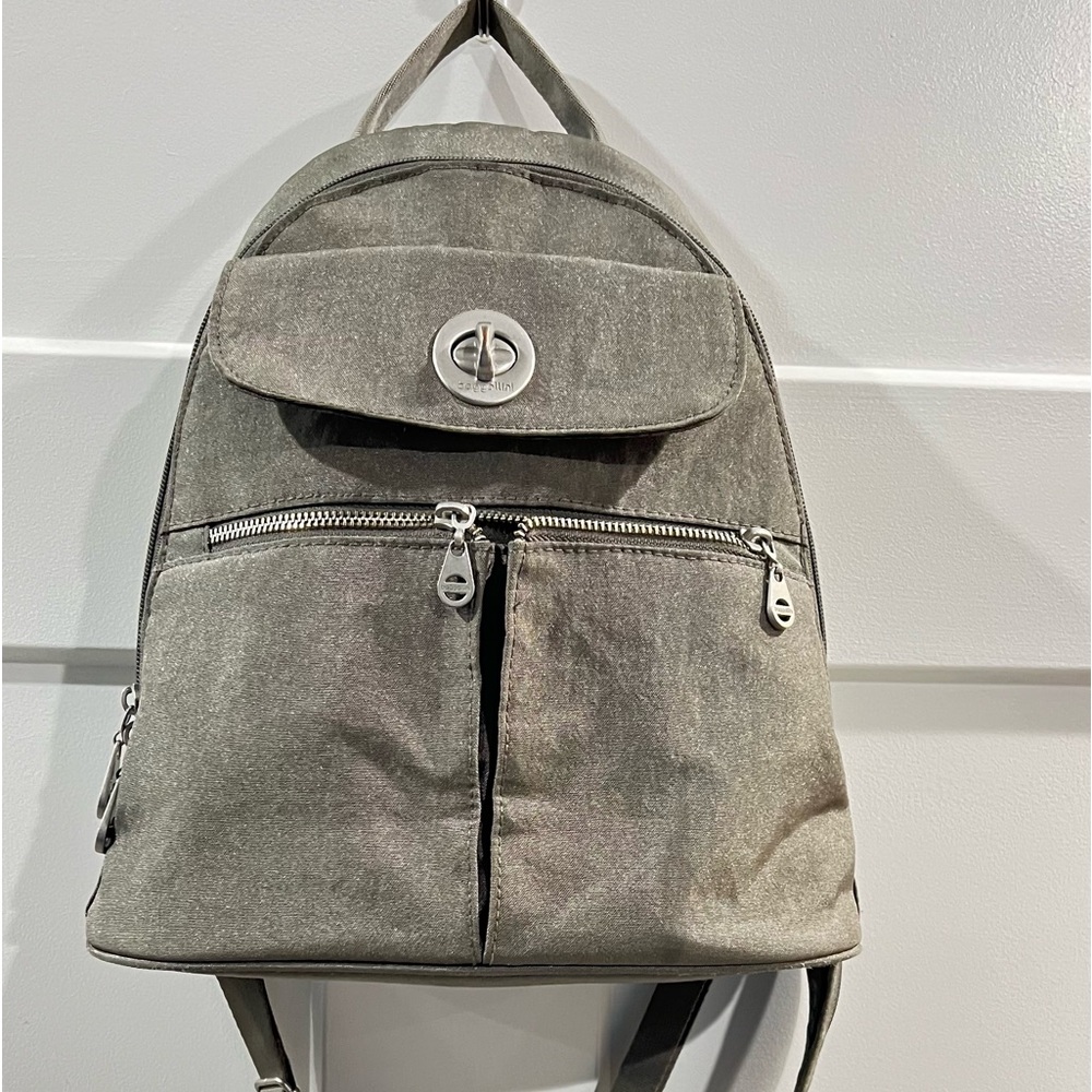 Baggallini Bagpack Naples Convertible Small Sling Crossbody Sterling Shimmer